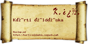 Kürti Áldáska névjegykártya
